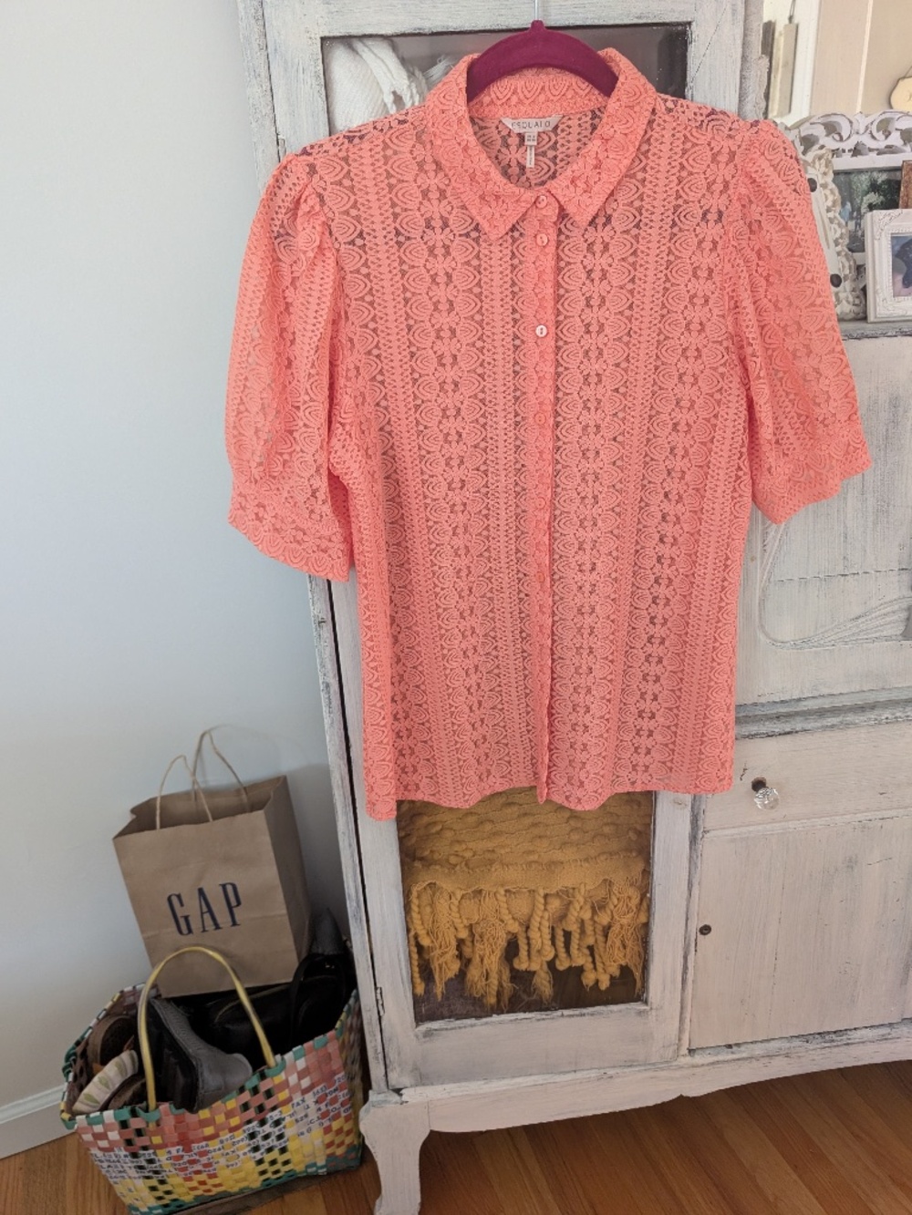 Esqualo Bright Peach Lace Blouse
